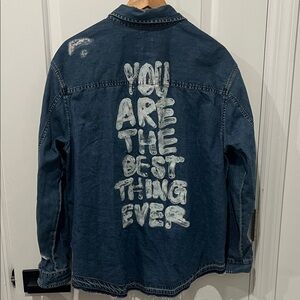 American Eagle You Are the Best Thing Ever Denim Button Down Shirt, Size L